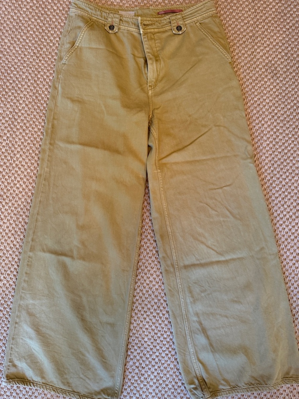 Anthropologie Gold Wide-Leg Flare Pants